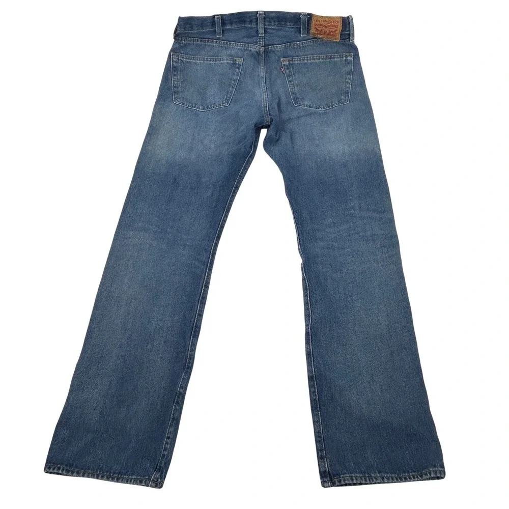 Levis 501 150th Anniversary Jeans Men's 36x34 Blue Distressed Straight Leg Denim